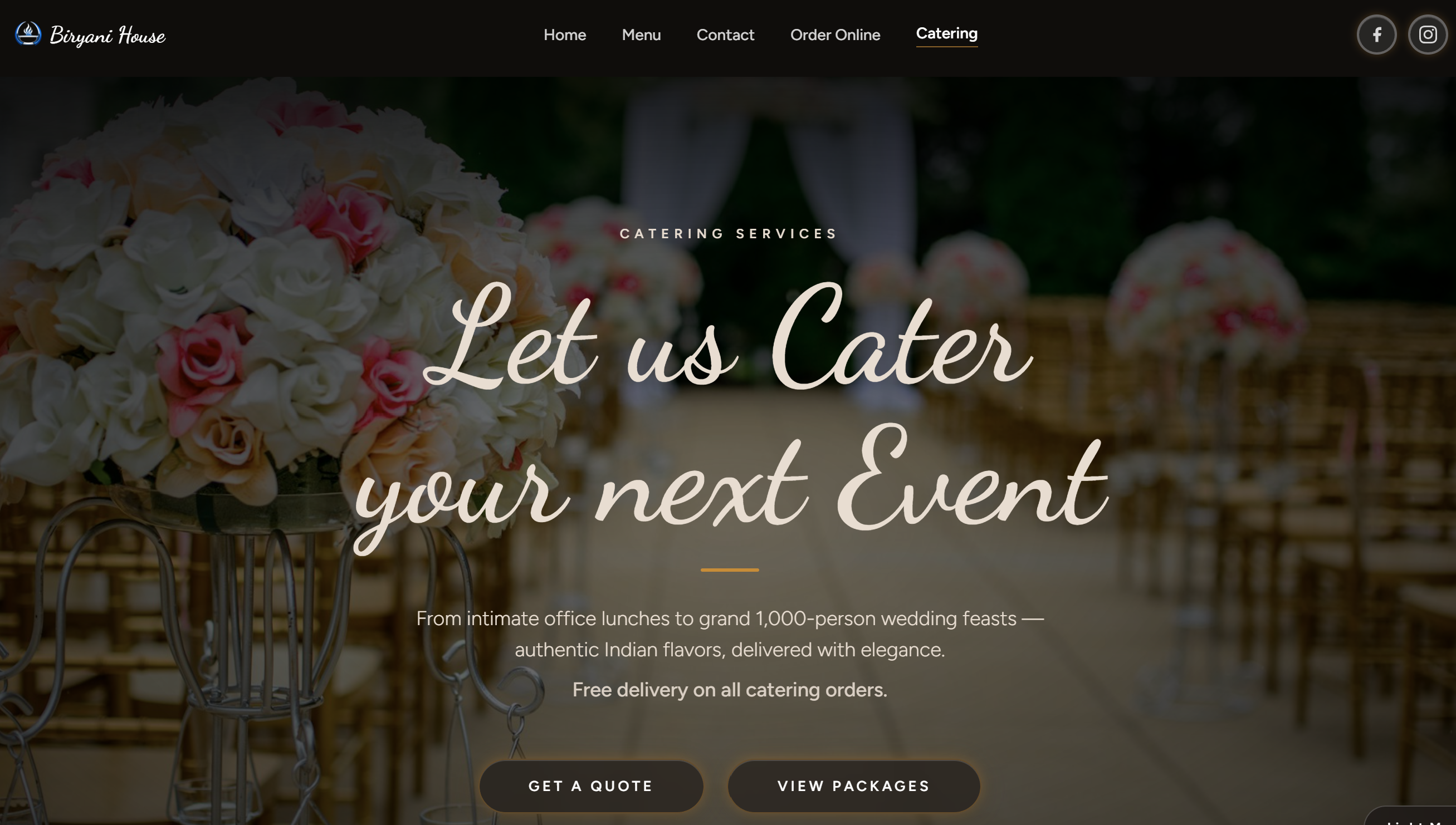 Biryani House restaurant website design